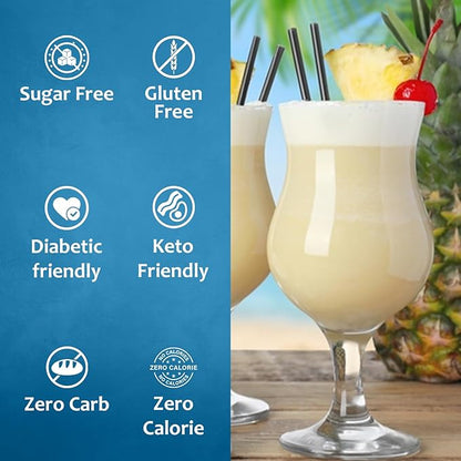Syruvia Sugar Free Pina Colada Syrup, Flavored Syrup for Cocktails, Drinks, Lemonades, Iced Teas, and Desserts – 25.4 fl oz, With Pump