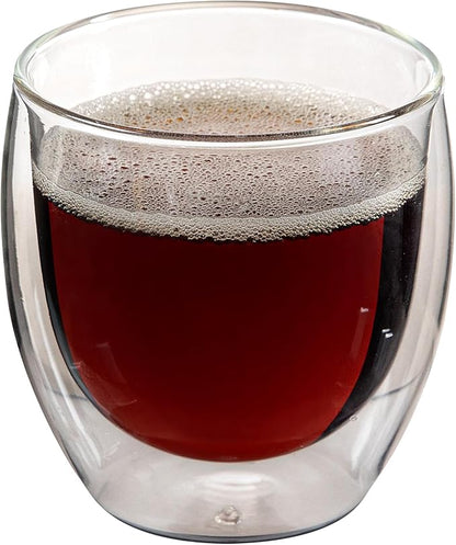 Restaurantware-Forma Professional 8.5 Ounce Double Wall Coffee Cups, 2 Insulated Latte Glasses - Dishwashable, Reusable, Clear Glass Beverage Cups, Freezable, For Hot Or Cold Beverages