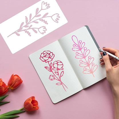 Flower Stencils for Painting on Walls Flower Stencil Floral Stencils for Crafts Paper Canvas Wood Decor