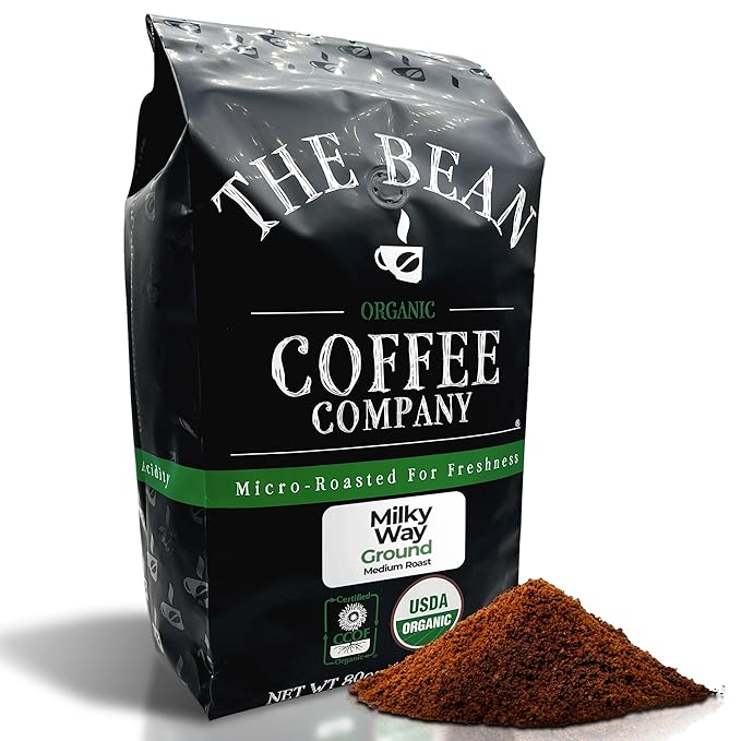 The Bean Organic Coffee Company Milky Way, Medium Roast, Ground Coffee, 5-Pound Bag, Café molido tostado orgánico