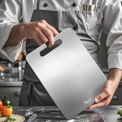 New Titanium Cutting Board - 100% Pure Titanium Cutting Boards For Kitche,Easy to clean, Double-sided food-grade Cutting Board For Meats, Fruits And Vegetables (13 * 9)