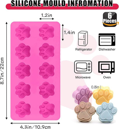 Silicone Molds Puppy Dog Paw and Bone Molds for Baking,Chocolate Molds,Silicone Dog Treat Mold - 6 Pack