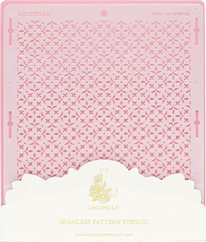 Cake Baking Stencil - Seamless Delicate Pattern for Decorating Tall Double Barrel Cake to Use with Buttercream, Royal Icing, Ganache, Paint, Airbrush (ORNA)