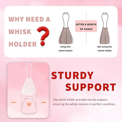 Matcha Tea Whisk Holder, 70mm Chasen Stand, Matcha Whisk Stand Ceramic Holder Chasen Stand fit for Traditional Japanese Tea Matcha Chasen Tea Set Accessories (pink)