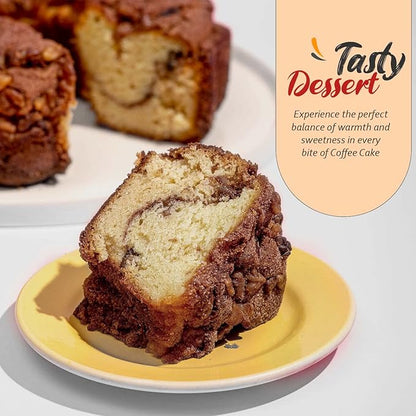 Traditional Cinnamon Walnut Coffee Cake - Cinnamon Streusel and Chopped Walnuts Toppings - Delicious Recipe of Coffee Cakes for Special Occasions - 1.75 Pounds