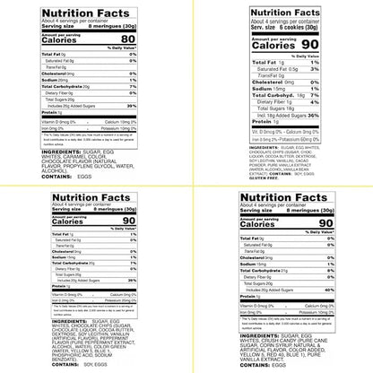 4 Pack Krunchy Melts Original Meringue Cookies | Chocolate Extravaganza 4-Pack | Chocolate, Chocolate Chip, Mint Chocolate Chip, S’mores Crush | Only 80-90 Calories Per Serving | Low Fat/Fat Free, Gluten Free, Dairy Free (4 Oz)
