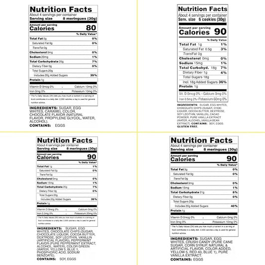 4 Pack Krunchy Melts Original Meringue Cookies | Chocolate Extravaganza 4-Pack | Chocolate, Chocolate Chip, Mint Chocolate Chip, S’mores Crush | Only 80-90 Calories Per Serving | Low Fat/Fat Free, Gluten Free, Dairy Free (4 Oz)