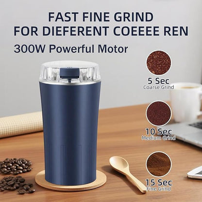 Electric Coffee Grinder, coffeeBean and Spice Grinder,300w powerful power portable With Heavy-DutyStainless Steel Grind Blades