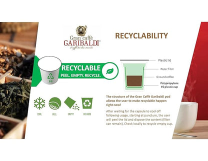 Caffè Garibaldi Italian Roast Coffee, Single-Serve Capsules for Keurig K-Cup Brewers, 100% Arabica Blend Coffee Pods, Recyclable Cups for Single Serve Machines, 72 Count K-Pods - Dark Roast