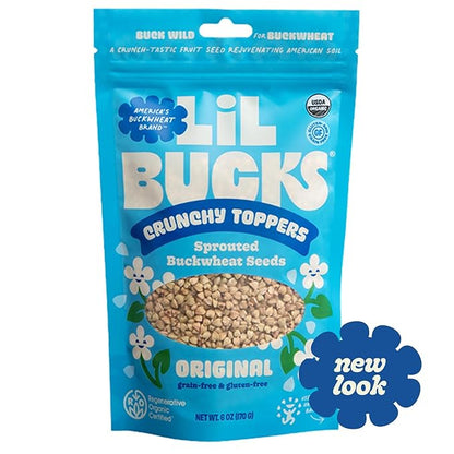 Lil Bucks Sprouted Regeneratively Grown Buckwheat Seeds– Paleo Cereal, Gluten-Free Granola, High in Protein, Low Sugar, Organic Superseed Crunch (ORIGINAL, 6 Pack)