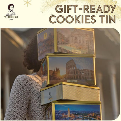 Matilde Vicenzi Mediterraneo Cookie Gift Tin - Italian Pastries & Cookies in Individually Wrapped Trays - Gourmet Gifts For Thanksgiving, Christmas - Assorted Cookies in Italian Design Tin 32.5oz (920g)