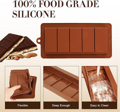 2 PCS Chocolate Bar Molds Deep Silicone Molds for Chocolate Bar Pistachio Dubai Candy Milk Chocolate Stuffed Bar