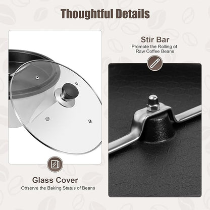 500g Coffee Roaster 800W Electric Coffee Bean Roaster with Non-stick Pan, 32℉-464℉ Temperature Adjustable Auto-matic Nuts Coffee Bean Roaster for Homes, Cafes, Hotels 110V