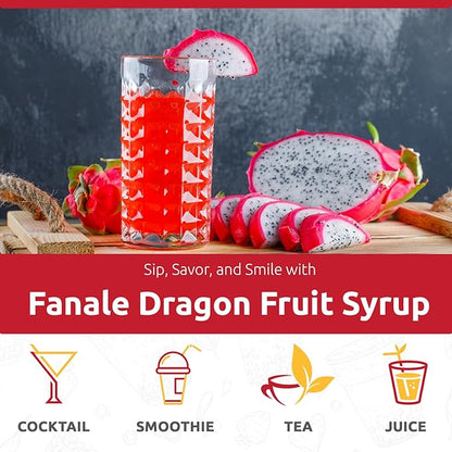 Fanale Premium Flavoring Concentrated Syrup for Bubble Tea 11 lb | Red Dragon Fruit Flavor Syrup | for Boba Tea, Smoothies, Slushes, Desserts | 11lb | Pack of 4 | SRP361-CS