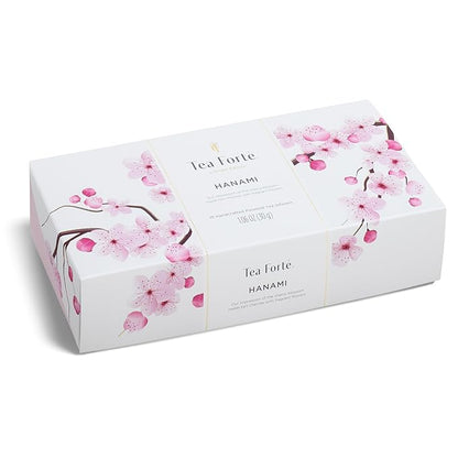 Tea Forte Cherry Blossom Organic Green Tea, Petite Presentation Box Tea Gift Set Sampler with 10 Handcrafted Pyramid Tea Infusers