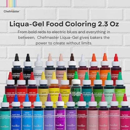 Chefmaster Sky Blue Liqua-Gel® Food Coloring | Vibrant Color | Professional-Grade Dye for Icing, Frosting, Fondant | Baking & Decorating | Fade-Resistant | Easy-to-Use | Made in USA | 2.3 oz