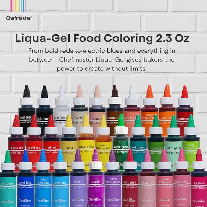 Chefmaster Neon Green Liqua-Gel® Food Coloring | Vibrant Color | Professional-Grade Dye for Icing, Frosting, Fondant | Baking & Decorating | Fade-Resistant | Easy-to-Use | Made in USA | 2.3 oz