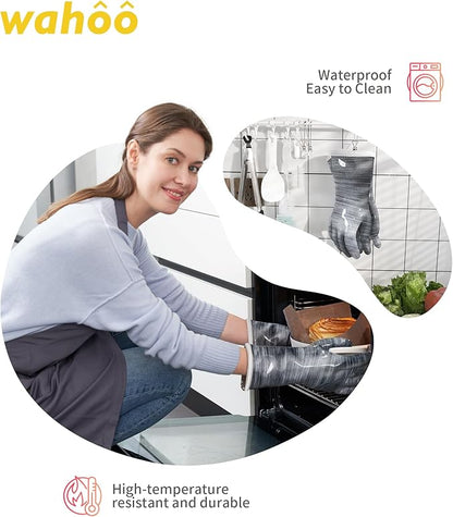 wahoo Liquid Silicone Smoker Oven Gloves, Food-Contact Grade, Heat Resistant Gloves for Cooking, Grilling, Baking, Grey, XXL/11
