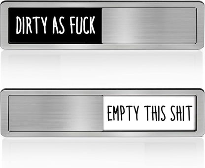 Dishwasher Clean Dirty Sign-Dishwasher Magnet Stainless Steel Clean Dirty Sign for Kitchen Organization Farmhouse Dishwasher Slide Indicator, Optional Adhesive Stickers