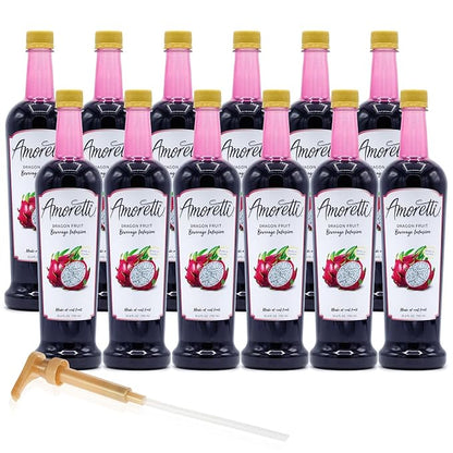 Amoretti - Dragon Fruit Beverage Infusion, 94 Servings Per Bottle (750 ml) - Drink Mix & Water Enhancer with Pump for Flavoring Cocktails, Waters, Teas, and other Beverages, Preservative Free