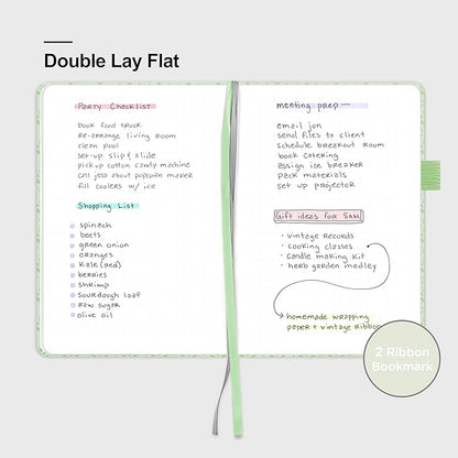 &And Per Se Dotted Journal Notebook for Women&Men with Pattern, A5 Leather Hardcover, 160 Pages 100GSM Thick Dotted Paper, 3 Sheets of Stickers Included(Light Green)
