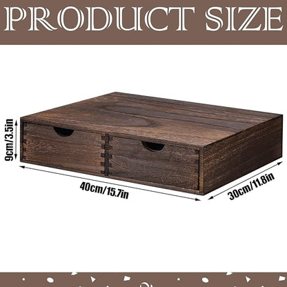 Suzile Coffee Pods Storage Holder Cabinet Vintage Countertop Storage Drawers Wooden Cup Organizer Under Brewe for Home Office Accessories(2 Drawer)