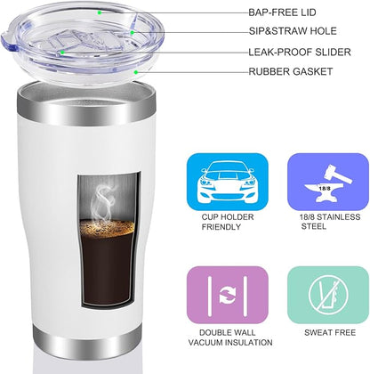 VEGOND 20oz Tumbler Stainless Steel Tumbler Cup with Lid And Straw Vacuum Insulated Double Wall Travel Coffee Mug(White 6 Pack)