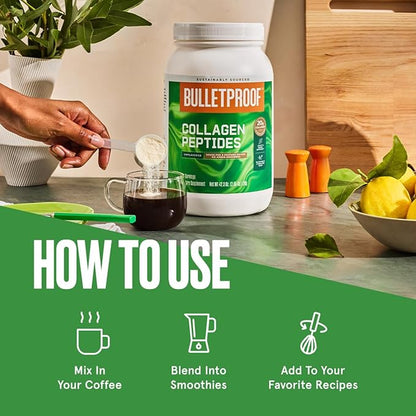 Bulletproof Unflavored Collagen Peptides Powder, 42.3 Ounces, Grass-Fed Collagen Protein and Amino Acids for Skin, Bones and Joints, Packaging May Vary