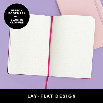 PAPERAGE Dotted Journal Notebook, (Blush), 160 Pages, Medium 5.6 in x 8 in - 100 GSM Thick Paper – Hardcover Journaling Notebook for Work, School & Bullet Journaling