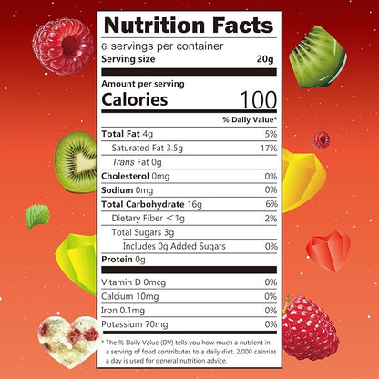 SUNGIVEN Freeze Dried Fruit Crisps Crunch Raspberry & Kiwi 6 Packs Gluten Free Made with Fruit Vegan Healthy Snacks Ready to Eat for Yogurt Dessert