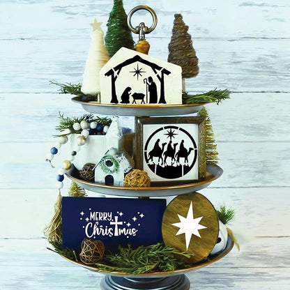 30 Pieces Small Christmas Nativity Stencils for Painting on Wood Reusable Palstic Nativity Scene Stencils for DIY Crafts Ornament Wood Cookie (3in Jesus)