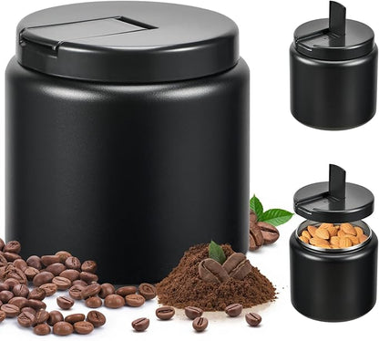 Coffee Canister, Premium Large Stainless Steel Insulated Vacuum Coffee Bean Storage Container Travel Jar, Kitchen Food Airtight Coffee Grounds Container for Tea, Sugar, Flour (26oz-Black)