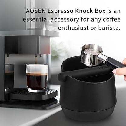 Knock Box 6 Inch Extra Large Capacity Design Espresso Knock Box Shock-absorbent Knock Box Espresso with Removable Knock Bar and Non-Slip Base Espresso Accessories for Home/Office