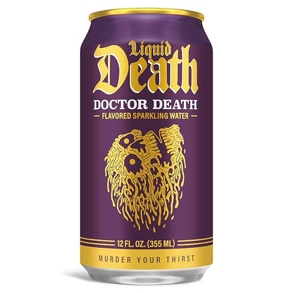 Liquid Death, Doctor Death, Soda-Flavored Sparkling Water, 12-Pack (12oz Cans), Low Sugar, Huge Flavor & No Artificial Sweeteners