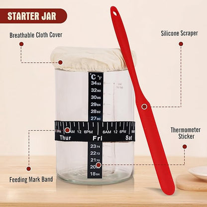 Complete Sourdough Starter Kit,10 Inch Round & 9 Inch Oval Banneton Sourdough Bread Baking Supplies With Sourdough Starter Jar, Sour dough Starter Kits for Women, Men, and Bread Bakers