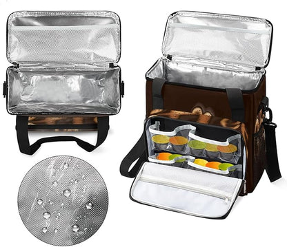 Brown Coffee Cafe Maker Carrying Bag Travel Case Compatible with Keurig K-Mini or K-Mini Plus Portable Single Serve Coffee Brewer Case with Pockets for K-cup Pods