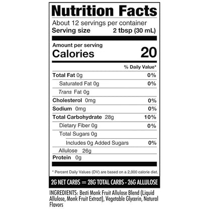 Wholesome Yum Zero Sugar Maple Syrup (Keto Maple Syrup) With Monk Fruit & Allulose - Natural Sugar Free Pancake Syrup - Non GMO, Low Carb, Gluten Free, Vegan, No Aftertaste (12 fl oz)