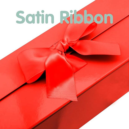 HAPPY POTATO Large Christmas Gift Box with Lid and Ribbon 13.5x9x4.1 Inches, Bridesmaid Proposal Box, Red Gift Box for presents (Glossy Red)