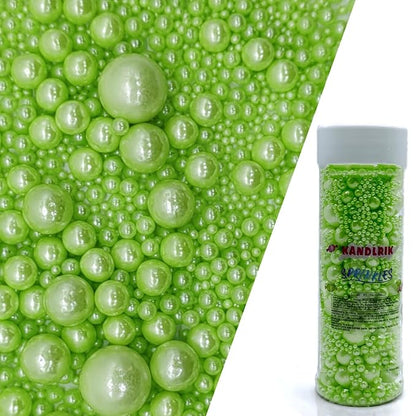 Edible Light Green Sugar Pearls Sprinkles Candy Mix Size Pearls Cake Decorations Cupcake Toppers Decorating Perfect for Wedding Party Valentine Christmas Supplies 4.58OZ