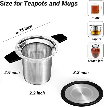 Tifanso Stainless Steel Tea Infuser Steeper Strainer for Loose Leaf Tea, Fine Mesh Reusable Diffusers Ball Bag Filter Holder with Heat Proof Handles for Teapots, Mugs, Cups