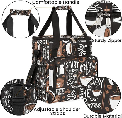 Day with the of Coffee Cafe Coffee Maker Carring Bag Travel Carrying Storage Tote Bag Compatible with Keurig K-Mini or K-Mini Plus Portable Single Serve Coffee Brewer Case with Pockets for K-cup Pods