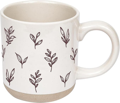 Sweet Water Decor Autumn Coffee Mug with Brown Leaves Design, 14oz Stoneware Cup for Tea & Cider, Microwave & Dishwasher Safe, Cozy Fall Gift