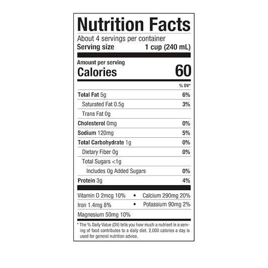 Pacific Foods Hemp Original Unsweetened Plant-Based Milk, Keto Friendly, 32 Fl Oz (Pack of 12)