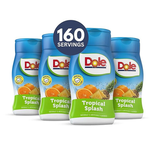 Dole Tropical Splash Liquid Water Enhancer - Sugar Free & Delicious, Makes 160 Flavored Water Beverages - Pack of 4