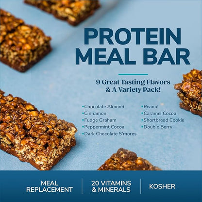 WonderSlim Meal Replacement Protein Bar, Dark Chocolate S'mores, 15g Protein, 20 Vitamins & Minerals (7ct) (Pack of 2)