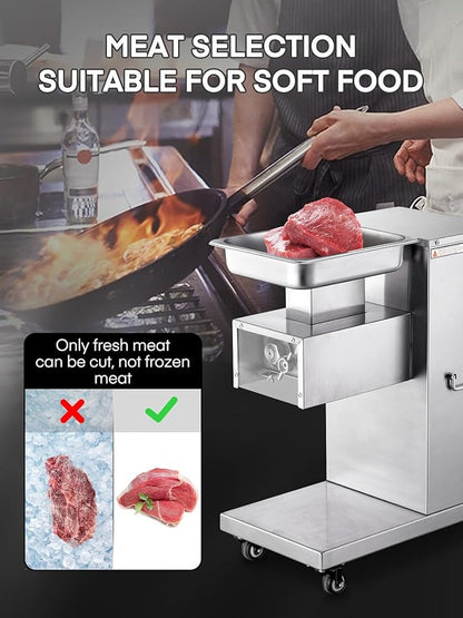 Commercial Meat Cutter Machine, 1200LB/H Electric Cutting Machine 750W Commercial Meat Slicer 3mm Blade Restaurant Food Slicer Stainless Steel For Kitchen Restaurant Supermarket
