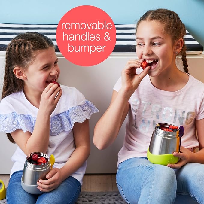 b.box Insulated Food Jar with Spork for Toddlers | Easy Open Container | Stainless Steel, 5hrs + of perfect temperatures | Dishwasher safe, BPA Free (Blue Slate, 11 oz)
