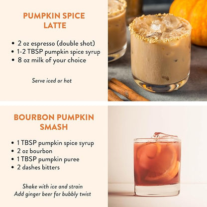 Pumpkin Spice Agave Simple Syrup for Coffee, Cocktails, Matcha - Sweetened with Agave Nectar - Infused with Real Pumpkin Spices - 13.5 oz