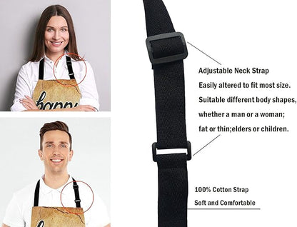 Happy Camper Apron for Women and Men, Adjustable Kitchen Chef Apron for Cooking Baking - Cute Birthday, Anniversary, Mother's Day Apron Presents for Mom Wife Girlfriend Aunt Grandma