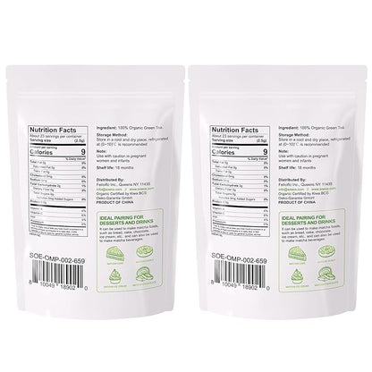 Soeos Organic Matcha Powder, Matcha Green Tea Powder, 2 oz (2 Pack), Total 4 oz, Antioxidant-Rich Japanese Matcha for Lattes, Smoothies and Baking, Recyclable Bags